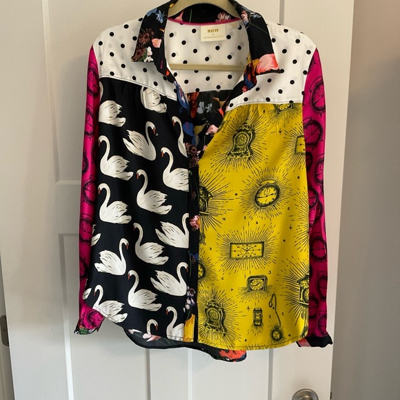 Anthropologie Tops - Anthropologie Multi-Color Mixed-Print Button-Down Shirt